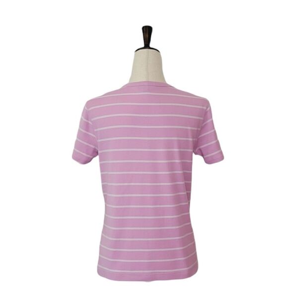 Lands' End Purple Striped V-neck Short Sleeve 100% Cotton T-shirt Size S - Picture 3 of 7